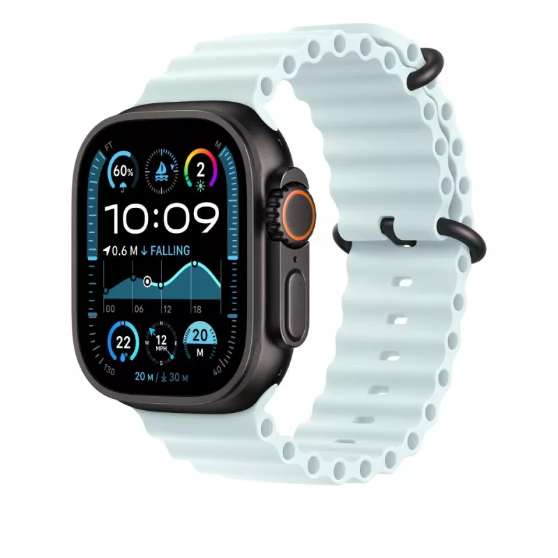 APPLE Extensión Ocean Band 49 mm Ice Blue – Acabado titanio negro