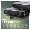 Axagon HMC-UFO Hub USB-C M.2 SATA/NVMe 1 Gbit/s Ethernet 384 kHz Audio USB 3.2 Gen 2 (3.1 Gen 2) Type-C con cable Negro