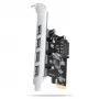 Axagon PCEU-430RS tarjeta controladora PCIe 2.0 x1, 4x USB-A externos 5 Gbps (USB 3.2 Gen 1), Renesas PD720201, UASP, alimentación SATA de 15 pines