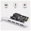 Axagon PCEU-430RS tarjeta controladora PCIe 2.0 x1, 4x USB-A externos 5 Gbps (USB 3.2 Gen 1), Renesas PD720201, UASP, alimentación SATA de 15 pines