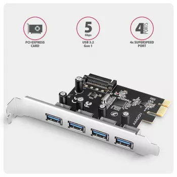 Axagon PCEU-430RS Controlador PCIe 4x ext. USB-A 5Gbps Puerto