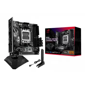 Placa base ASUS ROG STRIX X870-I GAMING WIFI mini ITX · AMD X870 · Socket AM5 · DDR5 · 2 DIMM · Wi-Fi 7 · Bluetooth 5.4