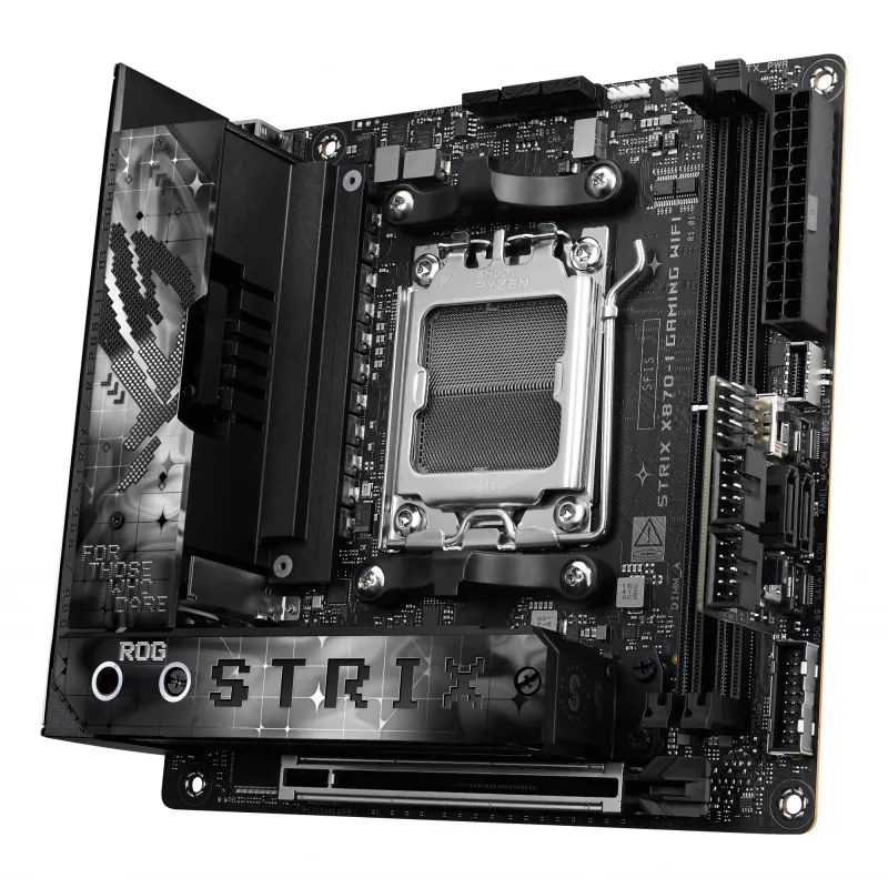 Placa base ASUS ROG STRIX X870-I GAMING WIFI mini ITX · AMD X870 · Socket AM5 · DDR5 · 2 DIMM · Wi-Fi 7 · Bluetooth 5.4