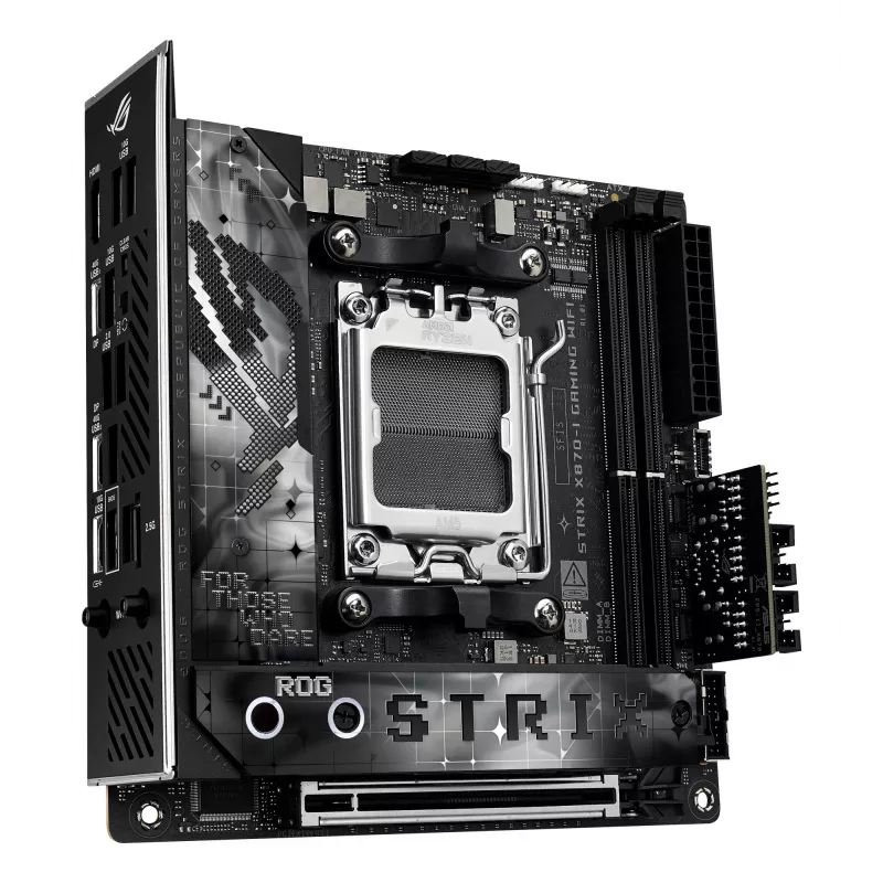 Placa base ASUS ROG STRIX X870-I GAMING WIFI mini ITX · AMD X870 · Socket AM5 · DDR5 · 2 DIMM · Wi-Fi 7 · Bluetooth 5.4