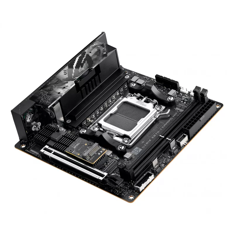 Placa base ASUS ROG STRIX X870-I GAMING WIFI mini ITX · AMD X870 · Socket AM5 · DDR5 · 2 DIMM · Wi-Fi 7 · Bluetooth 5.4