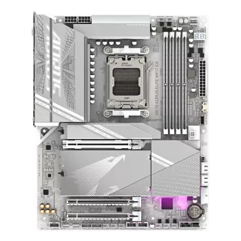 Placa base GIGABYTE X870 AORUS ELITE WIFI7 ICE - Compatible con CPUs AMD Ryzen 9000, VRM digital de 16+2+2 fases, hasta 8200 MHz DDR5 (OC), 3xPCIe 5.0 + 1xPCIe 4.0, Wi-Fi 7, 2.5GbE LAN, USB 4