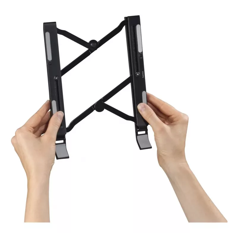 Hama Light soporte plegable para portátil, inclinación de 12 niveles, hasta 39,6 cm (15,6 pulgadas), negro