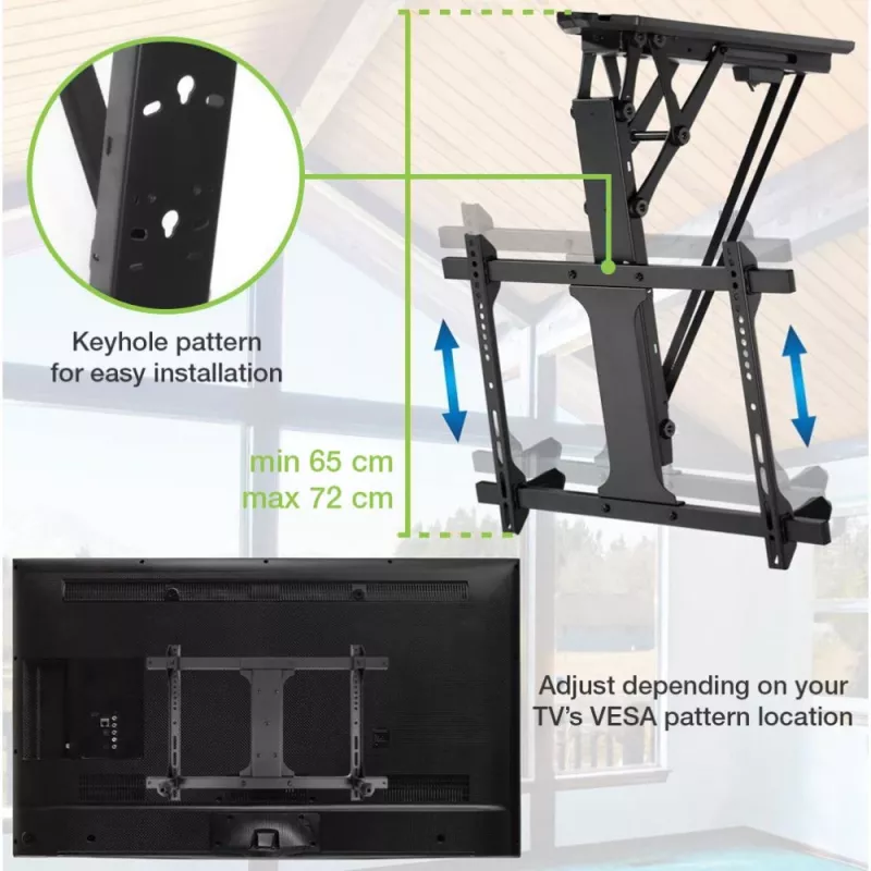 Soporte de techo motorizado orientable para TV Techly con integración Smart Home para televisores de 32 a 70 pulgadas