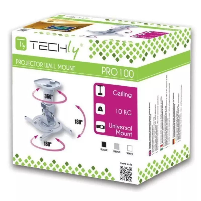 Soporte de techo universal para proyector Techly, negro ICA-PM 100BK
