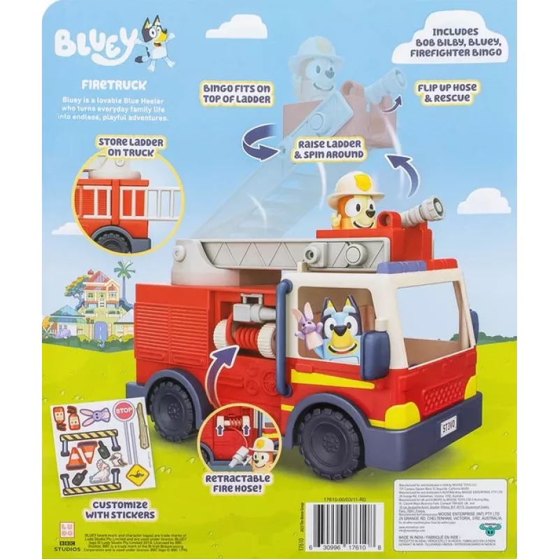 Coche de bomberos Moose Toys Bluey, coche de bomberos, 3 año(s), plástico, multicolor, rojo