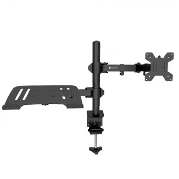 Techly ICA-LCD 174NB soporte de escritorio para monitor con bandeja para portátil, 13–32 pulgadas (33–81,3 cm), 8 kg, portátil 12–17 pulgadas, VESA 75x75 / 100x100, negro