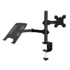 Techly ICA-LCD 174NB soporte de escritorio para monitor con bandeja para portátil, 13–32 pulgadas (33–81,3 cm), 8 kg, portátil 12–17 pulgadas, VESA 75x75 / 100x100, negro