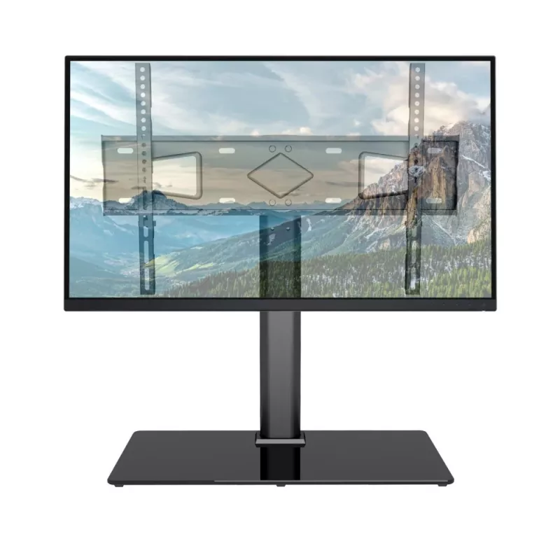 Techly ICA-LCD S07L soporte para TV, 32-65 pulgadas (81-165,1 cm), 45 kg, VESA 600x400, base de vidrio templado, negro