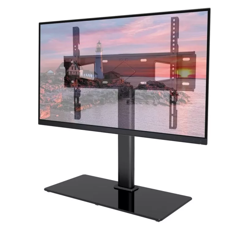 Techly ICA-LCD S07L soporte para TV, 32-65 pulgadas (81-165,1 cm), 45 kg, VESA 600x400, base de vidrio templado, negro