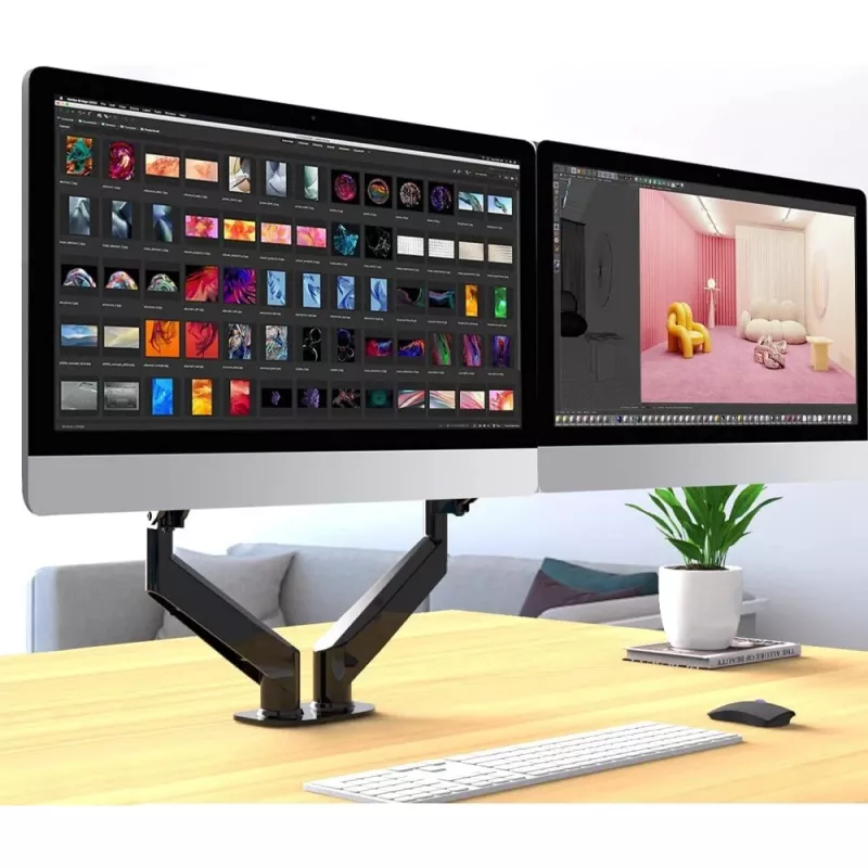 Techly ICA-LCD 462B brazo de escritorio para monitor, muelle de gas, 17-32 pulgadas (43,2-81,3 cm), 9 kg, VESA 75x75/100x100, negro