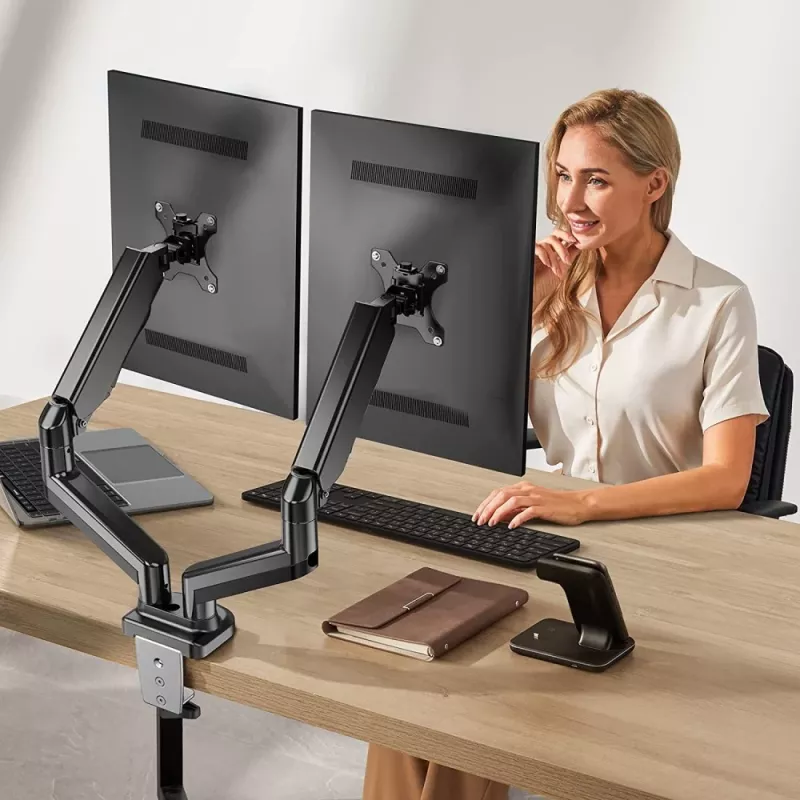 Techly ICA-LCD 462B brazo de escritorio para monitor, muelle de gas, 17-32 pulgadas (43,2-81,3 cm), 9 kg, VESA 75x75/100x100, negro