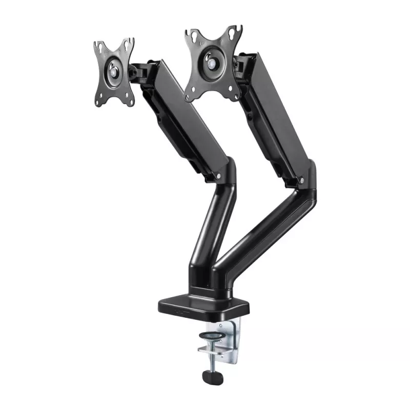 Techly ICA-LCD 462B brazo de escritorio para monitor, muelle de gas, 17-32 pulgadas (43,2-81,3 cm), 9 kg, VESA 75x75/100x100, negro