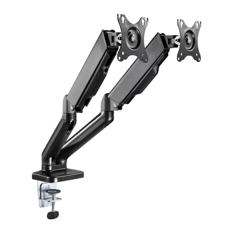 Techly ICA-LCD 462B brazo de escritorio para monitor, muelle de gas, 17-32 pulgadas (43,2-81,3 cm), 9 kg, VESA 75x75/100x100, negro