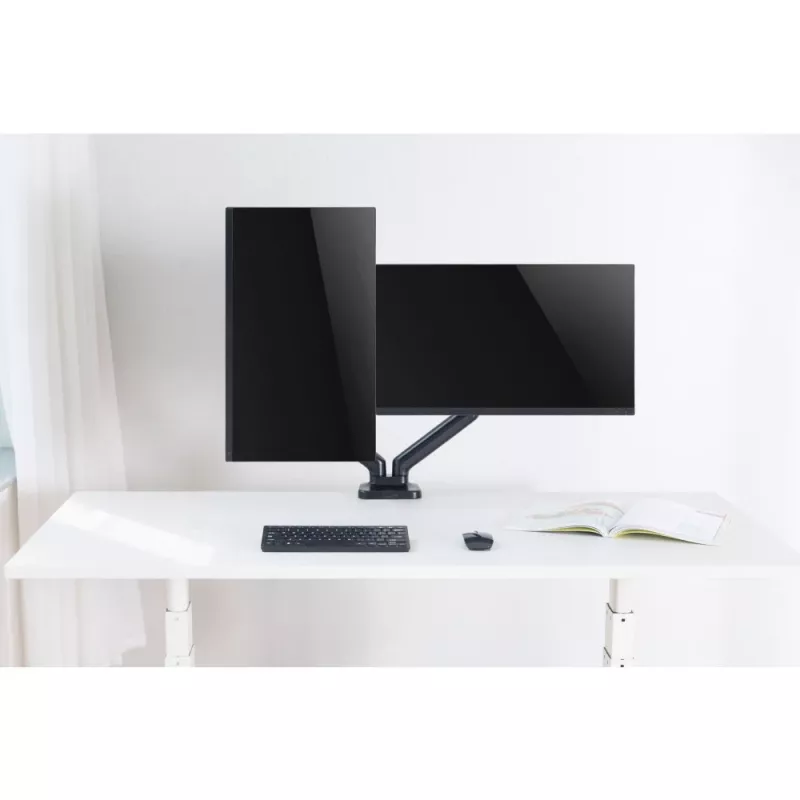 Techly ICA-LCD 462B brazo de escritorio para monitor, muelle de gas, 17-32 pulgadas (43,2-81,3 cm), 9 kg, VESA 75x75/100x100, negro