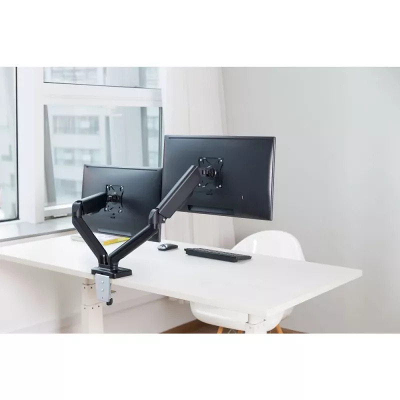 Techly ICA-LCD 462B brazo de escritorio para monitor, muelle de gas, 17-32 pulgadas (43,2-81,3 cm), 9 kg, VESA 75x75/100x100, negro