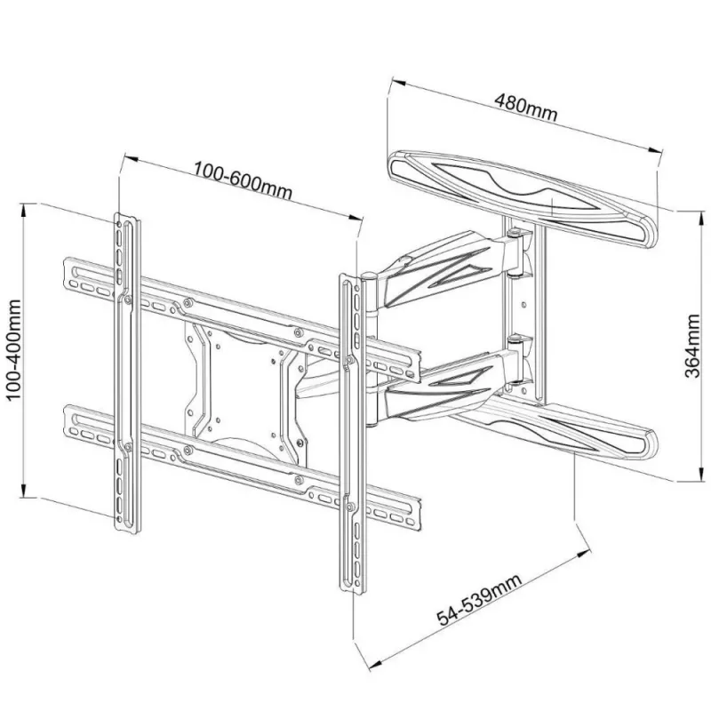 Soporte de pared para TV LCD Techly 40-65 Full Motion ultra slim negro ICA-PLB 171L