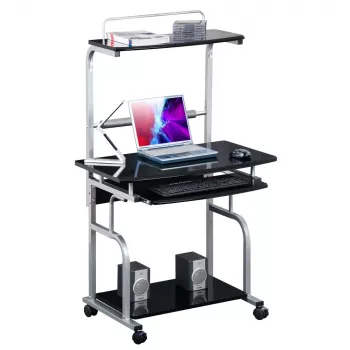Escritorio de ordenador multifunción compacto Techly, negro brillante ICA-TB 7800BK