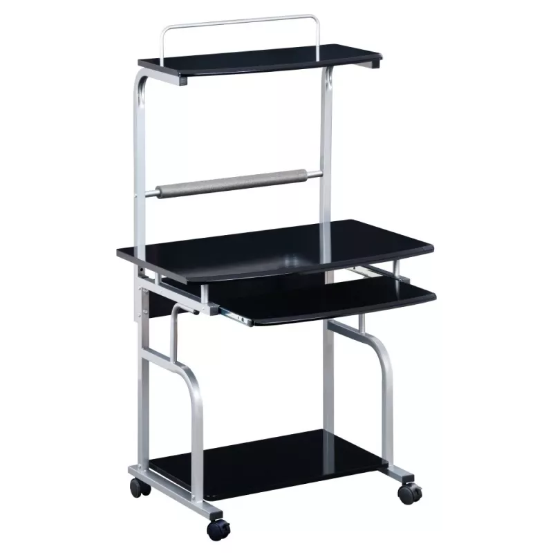 Escritorio de ordenador multifunción compacto Techly, negro brillante ICA-TB 7800BK