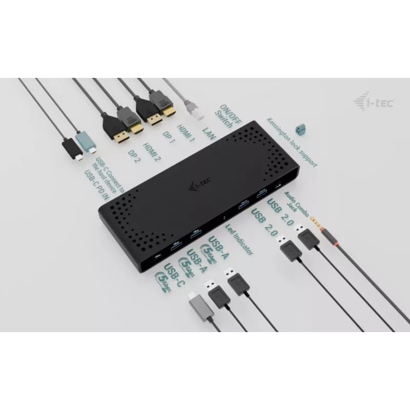 Estación de acoplamiento universal i-tec Dual 4K Display + Power Delivery 85W