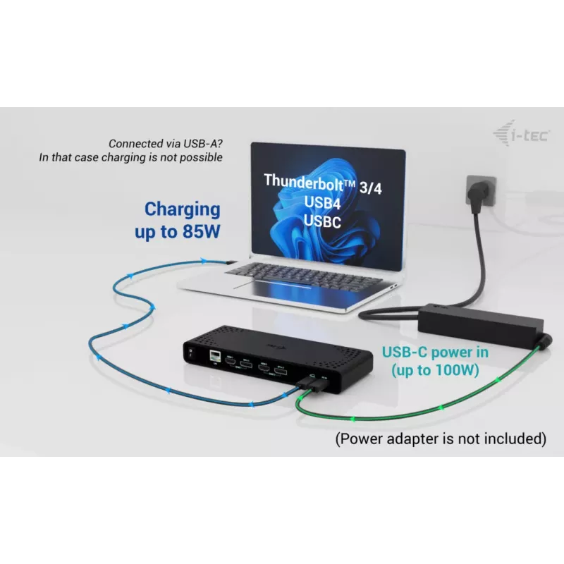 Estación de acoplamiento universal i-tec Dual 4K Display + Power Delivery 85W