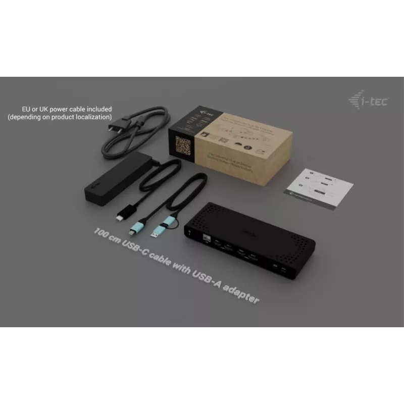 Estación de acoplamiento universal i-tec Dual 4K Display + Power Delivery 85W