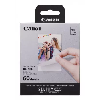 Canon XC-60L, sublimación de color, 5,4x8,5 cm, 60 uds. Canon XC-60L. Tecnología de impresión: sublimación de color, tamaño de papel: 5,4x8,5 cm. Cantidad por pack: 60 uds.