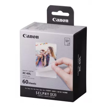 Canon XC-60L, sublimación de color, 5,4x8,5 cm, 60 uds. Canon XC-60L. Tecnología de impresión: sublimación de color, tamaño de papel: 5,4x8,5 cm. Cantidad por pack: 60 uds.