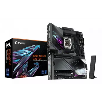 Placa base GIGABYTE Z890 AORUS MASTER - Compatible con CPUs Intel Core Ultra (Serie 2), VRM de 18+1+2 fases, hasta 9500 MHz DDR5 (OC), 2x PCIe 5.0 + 3x PCIe 4.0, Wi-Fi 7, LAN 10GbE, Thunderbolt 4