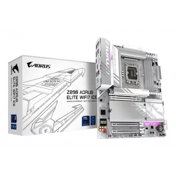 Placa base GIGABYTE Z890 AORUS ELITE WIFI7 ICE - Compatible con CPUs Intel Core Ultra (Serie 2), VRM de 16+1+2 fases, hasta 8800MHz DDR5 (OC), 1xPCIe 5.0 + 3xPCIe 4.0, Wi-Fi 7, LAN 2.5GbE, Thunderbolt 4