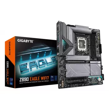 Placa base GIGABYTE Z890 EAGLE WIFI7 - Compatible con CPUs Intel Core Ultra (Serie 2), VRM de 14+1+2 fases, hasta 8800MHz DDR5 (OC), 1xPCIe 5.0 + 3xPCIe 4.0, Wi-Fi 7, LAN 2,5GbE, USB 4