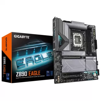Placa base GIGABYTE Z890 EAGLE - Compatible con CPUs Intel Core Ultra (Serie 2), VRM de 14+1+2 fases, hasta 8800 MHz DDR5 (OC), 1xPCIe 5.0 M.2 + 3xPCIe 4.0 M.2, LAN 2,5 GbE, USB4
