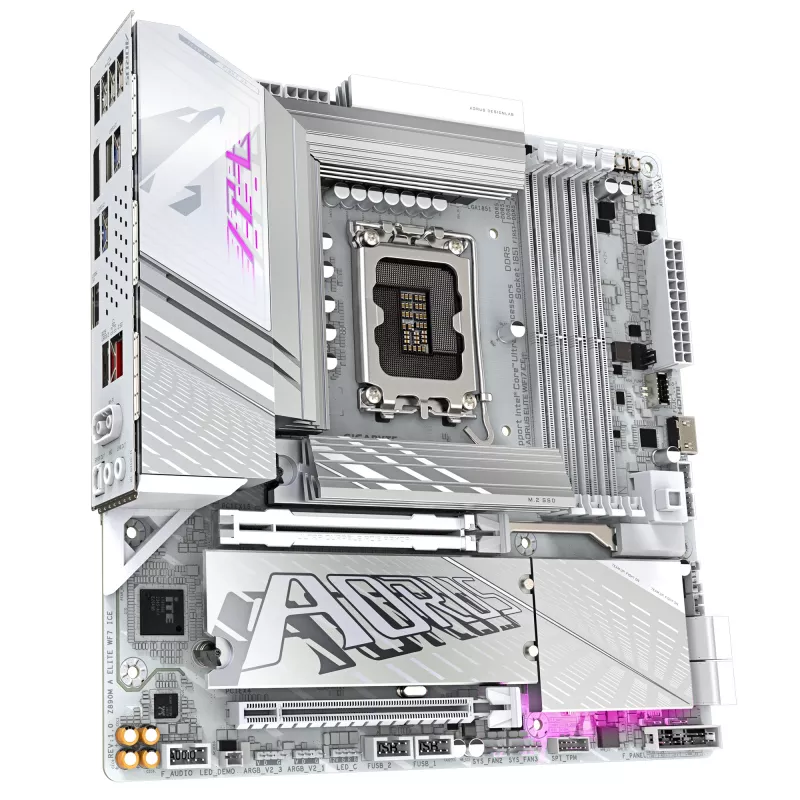 Placa base GIGABYTE Z890M AORUS ELITE WIFI7 ICE - Compatible con CPUs Intel Core Ultra (Serie 2), VRM de 12+1+2 fases, hasta 8800MHz DDR5 (OC), 1xPCIe 5.0 + 2xPCIe 4.0, Wi-Fi 7, LAN 2.5GbE, USB 4