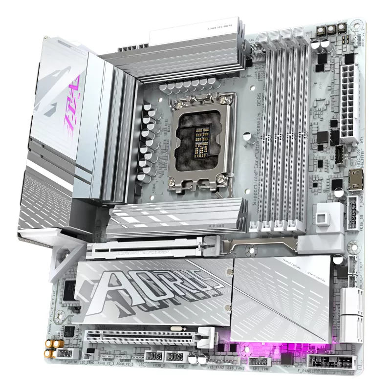 Placa base GIGABYTE Z890M AORUS ELITE WIFI7 ICE - Compatible con CPUs Intel Core Ultra (Serie 2), VRM de 12+1+2 fases, hasta 8800MHz DDR5 (OC), 1xPCIe 5.0 + 2xPCIe 4.0, Wi-Fi 7, LAN 2.5GbE, USB 4