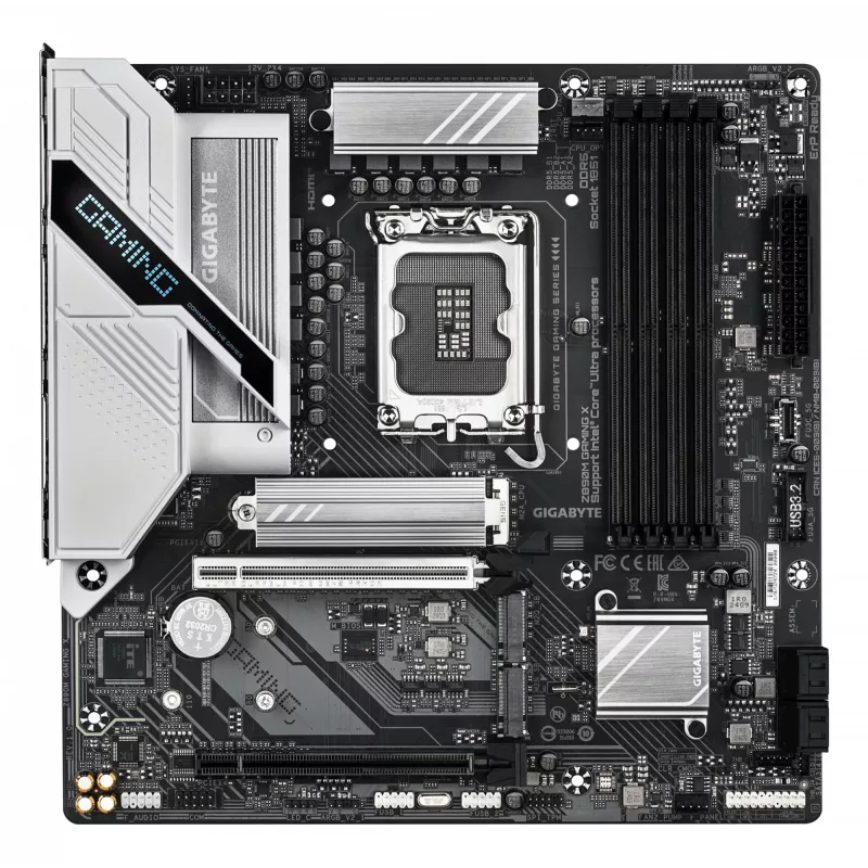 Placa base GIGABYTE Z890M GAMING X - Compatible con CPUs Intel Core Ultra (Serie 2), VRM de 8+1+2 fases, hasta 8800MHz DDR5 (OC), 1xPCIe 5.0 + 2xPCIe 4.0, LAN 2.5GbE, USB 3.2 Gen 1
