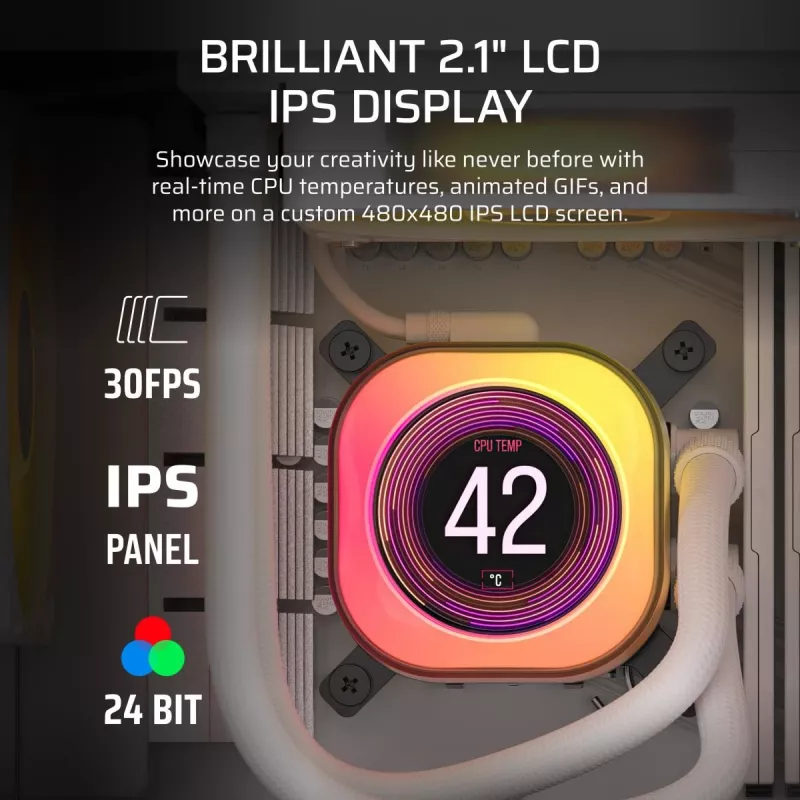Refrigeración líquida todo en uno Corsair iCUE LINK TITAN 240 RX LCD 12 cm Blanca
