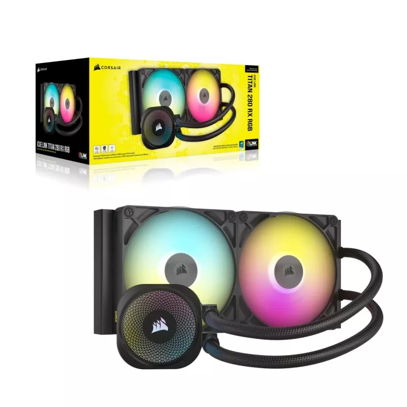 Disipador CPU CORSAIR - Icue Link Titan 280 Rx RGB Aio Refrigeración líquida