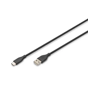 Cable de carga de silicona USB-C DIGITUS USB-A - USB-C USB 2.0 60W - 50cm Negro