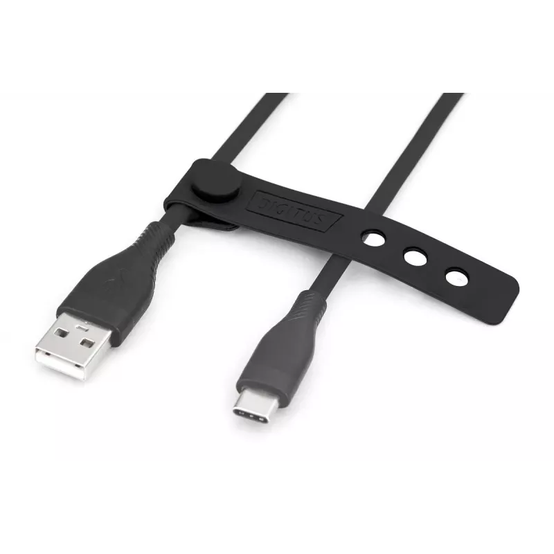 Cable de carga de silicona USB-C DIGITUS USB-A - USB-C USB 2.0 60W - 1m Negro