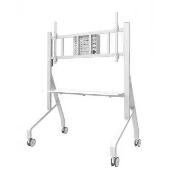 Neomounts MOVE Go XL FL50-575WH1 carro para TV, 65-110 pulgadas, máx. 125 kg, VESA 100x100-1100x600, altura regulable 129-139 cm, bloqueable, instalación rápida, certificado TÜV, blanco