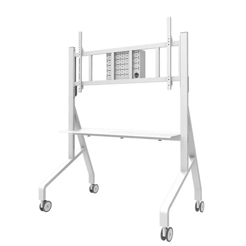 Neomounts MOVE Go XL FL50-575WH1 carro para TV, 65-110 pulgadas, máx. 125 kg, VESA 100x100-1100x600, altura regulable 129-139 cm, bloqueable, instalación rápida, certificado TÜV, blanco