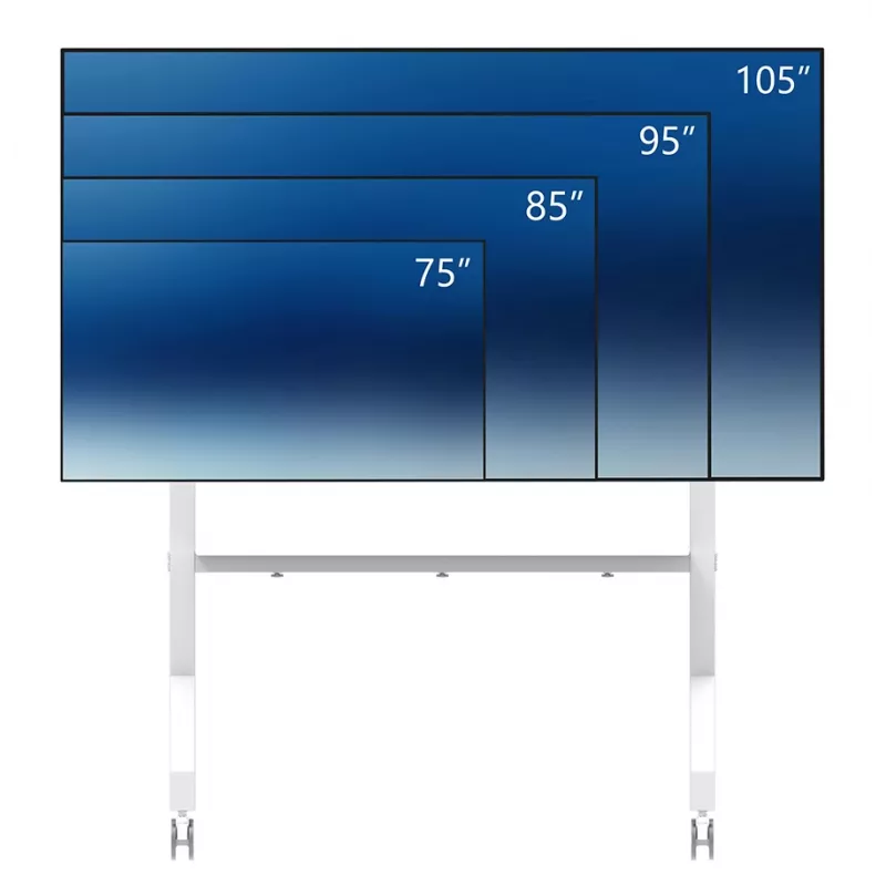 Neomounts MOVE Go XL FL50-575WH1 carro para TV, 65-110 pulgadas, máx. 125 kg, VESA 100x100-1100x600, altura regulable 129-139 cm, bloqueable, instalación rápida, certificado TÜV, blanco