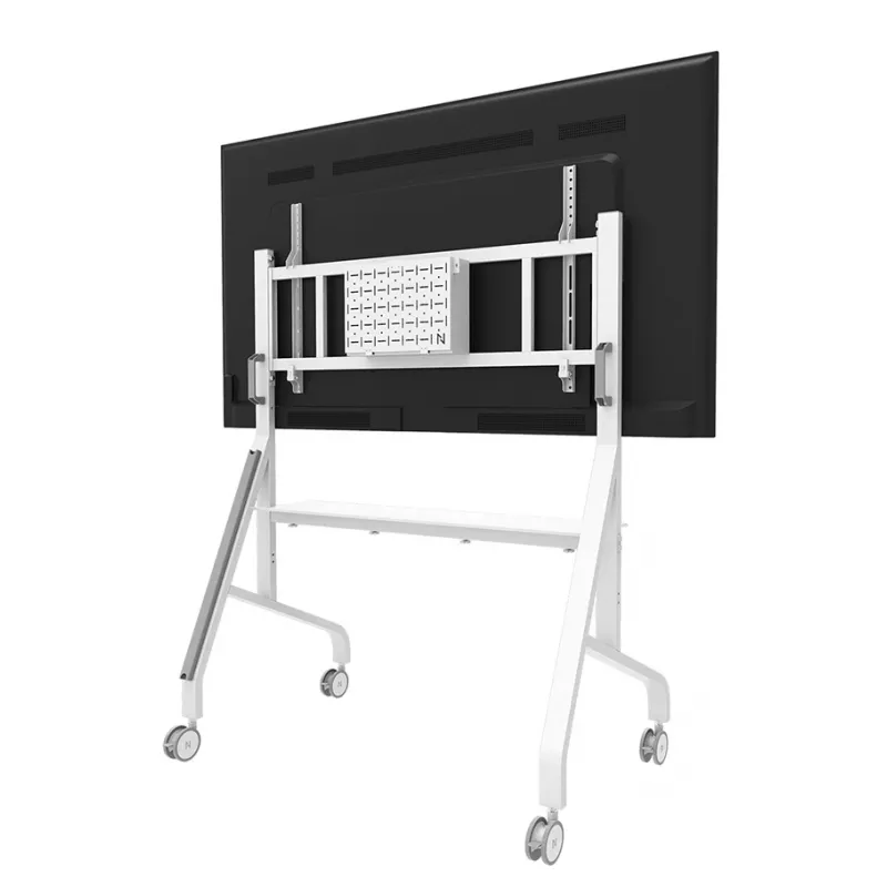 Neomounts MOVE Go XL FL50-575WH1 carro para TV, 65-110 pulgadas, máx. 125 kg, VESA 100x100-1100x600, altura regulable 129-139 cm, bloqueable, instalación rápida, certificado TÜV, blanco