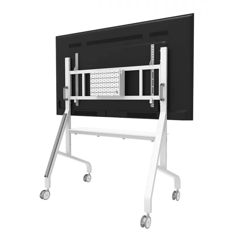 Neomounts MOVE Go XL FL50-575WH1 carro para TV, 65-110 pulgadas, máx. 125 kg, VESA 100x100-1100x600, altura regulable 129-139 cm, bloqueable, instalación rápida, certificado TÜV, blanco
