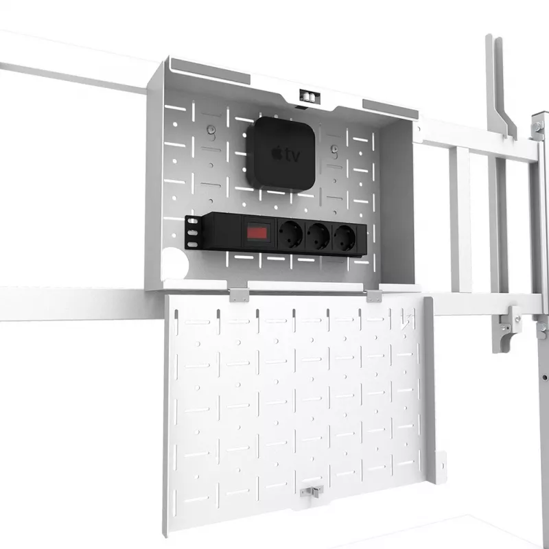Neomounts MOVE Go XL FL50-575WH1 carro para TV, 65-110 pulgadas, máx. 125 kg, VESA 100x100-1100x600, altura regulable 129-139 cm, bloqueable, instalación rápida, certificado TÜV, blanco