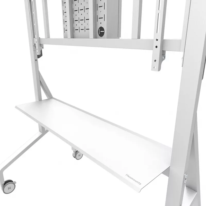 Neomounts MOVE Go XL FL50-575WH1 carro para TV, 65-110 pulgadas, máx. 125 kg, VESA 100x100-1100x600, altura regulable 129-139 cm, bloqueable, instalación rápida, certificado TÜV, blanco